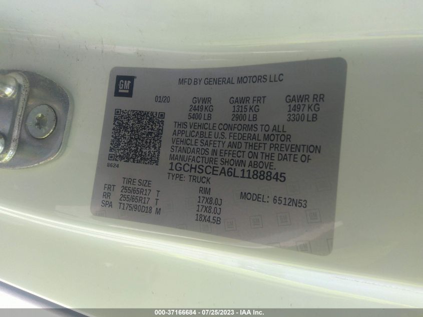 2020 CHEVROLET COLORADO 2WD LT - 1GCHSCEA6L1188845