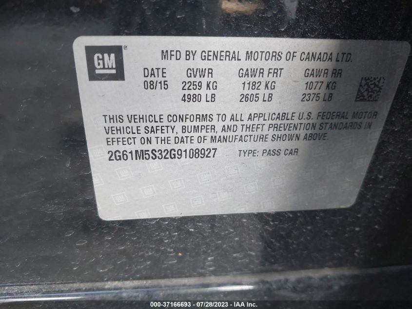 2016 CADILLAC XTS LUXURY COLLECTION - 2G61M5S32G9108927