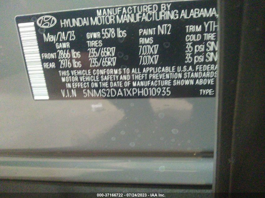2023 HYUNDAI SANTA FE HYBRID BLUE - 5NMS2DA1XPH010935