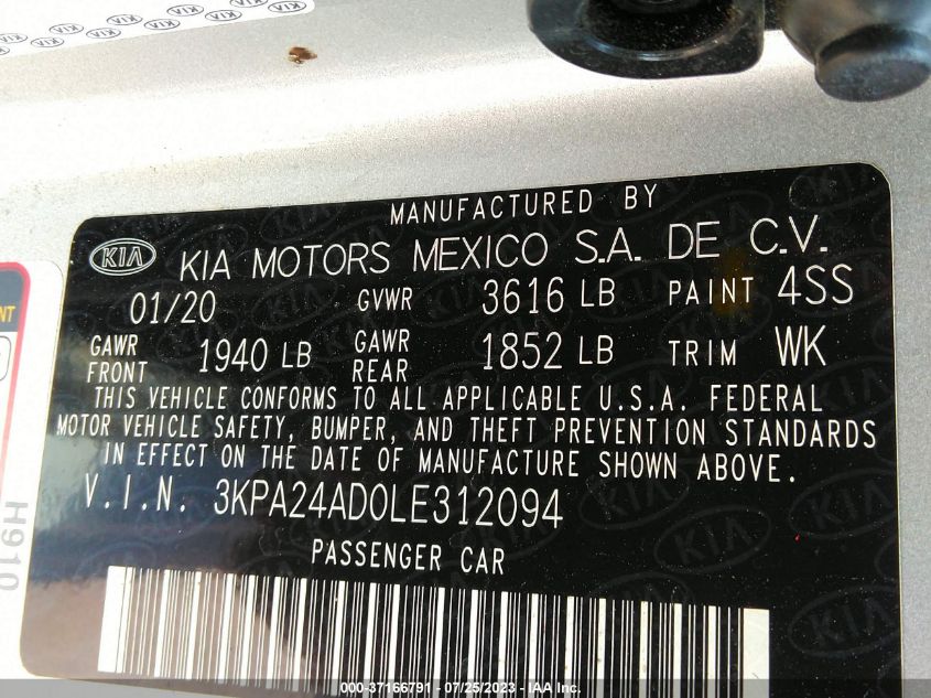 2020 KIA RIO LX - 3KPA24AD0LE312094