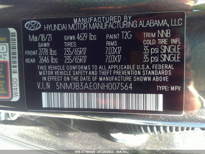 2022 HYUNDAI TUCSON SEL - 5NMJB3AE0NH007564