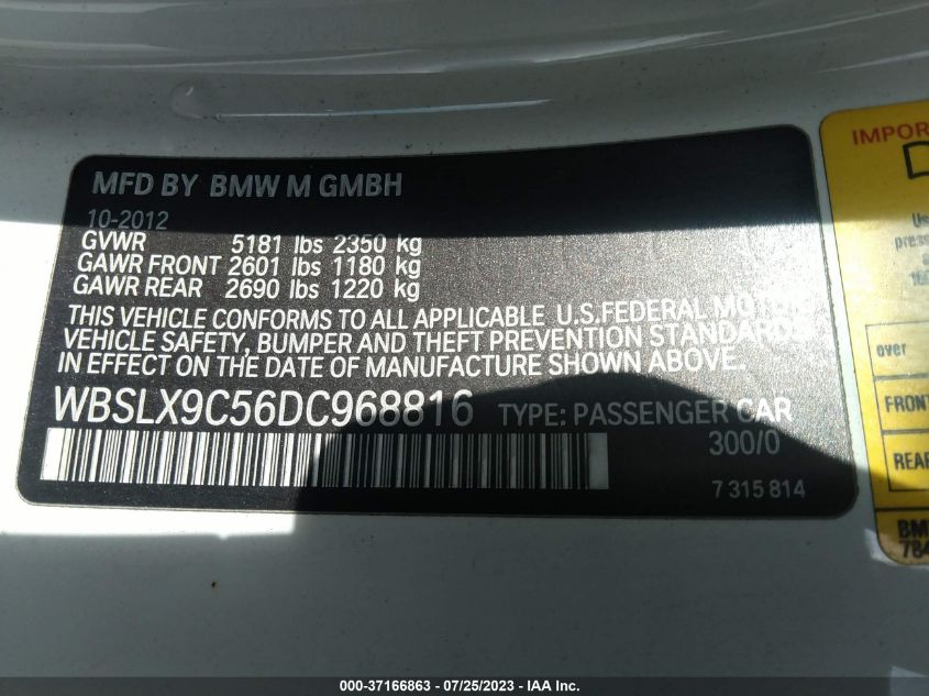 2013 BMW M6 - WBSLX9C56DC968816