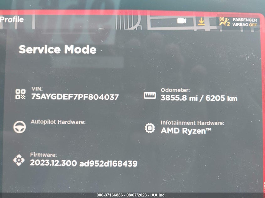 VIN 7SAYGDEF7PF804037 2023 TESLA MODEL Y PERFORMANCE