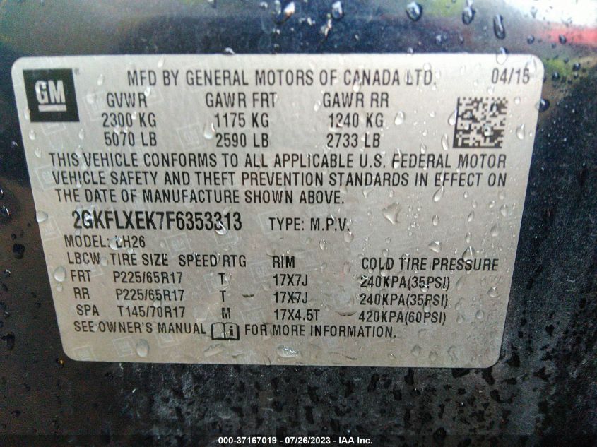 2015 GMC TERRAIN SLT - 2GKFLXEK7F6353313