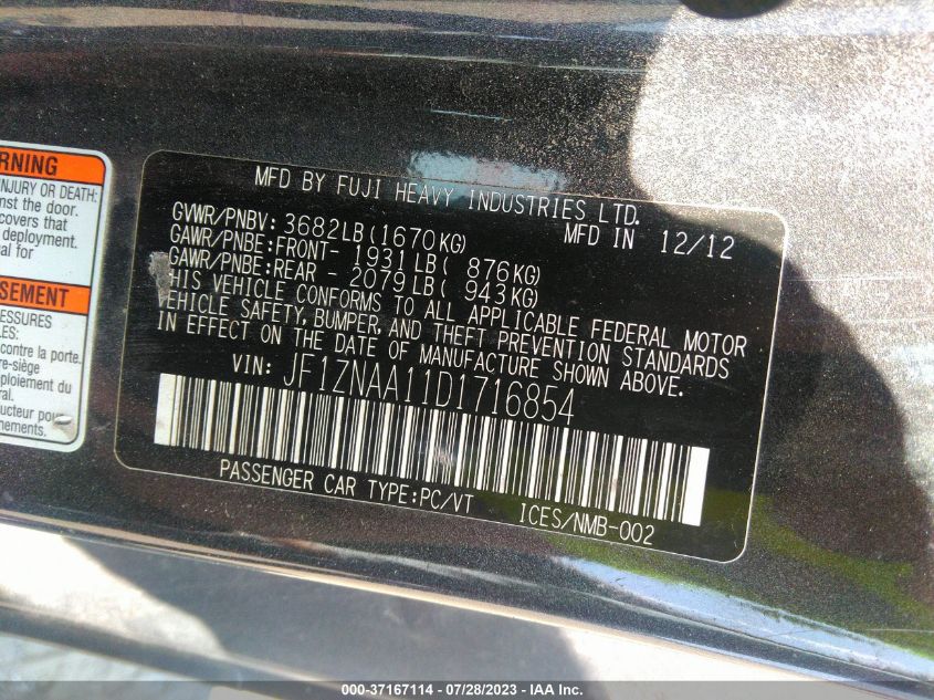 2013 TOYOTA SCION FR-S JF1ZNAA11D1716854
