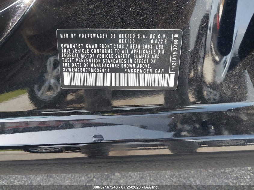 VIN 3VWEM7BU7PM032614 2023 VOLKSWAGEN JETTA SE