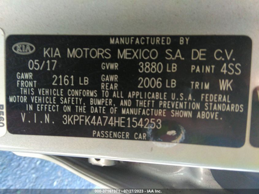 2017 KIA FORTE LX - 3KPFK4A74HE154253