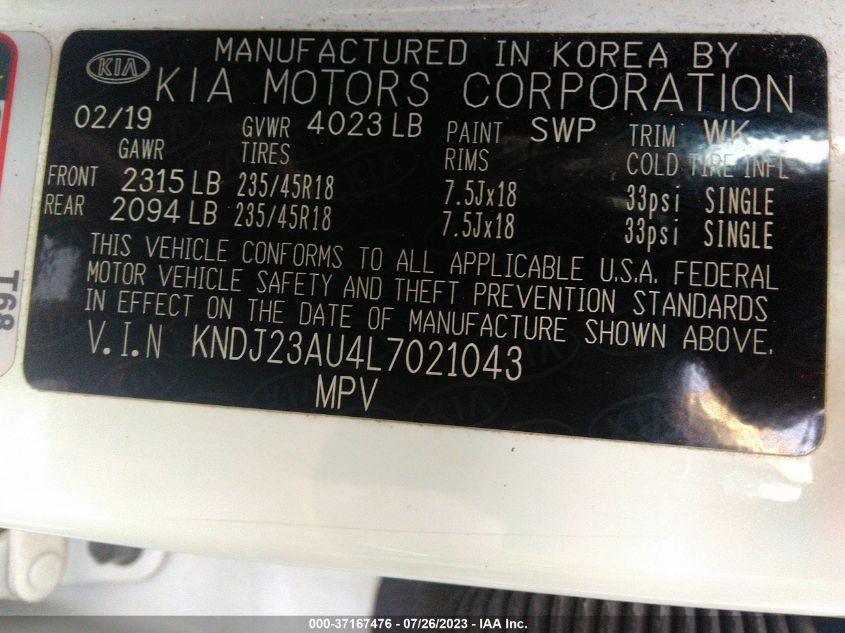 2020 KIA SOUL X-LINE - KNDJ23AU4L7021043