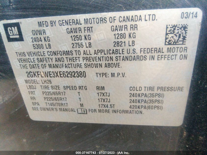 2014 GMC TERRAIN SLE - 2GKFLWE3XE6292380