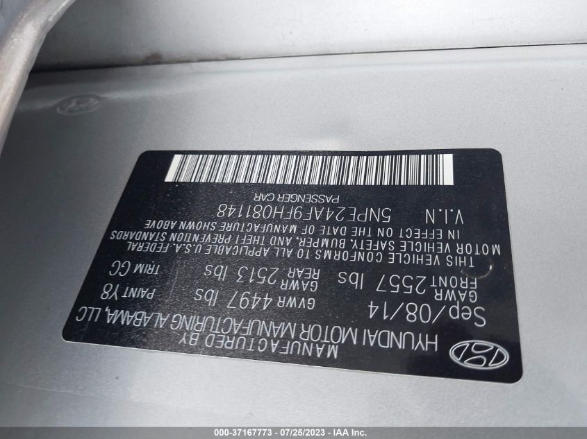 2015 HYUNDAI SONATA 2.4L SE - 5NPE24AF9FH081148