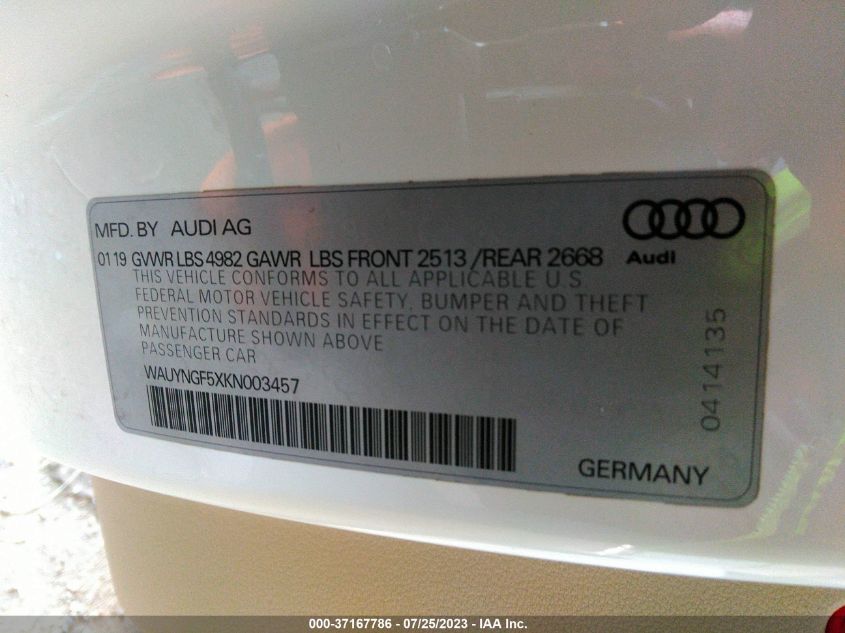 2019 AUDI A5 CABRIOLET PREMIUM PLUS - WAUYNGF5XKN003457