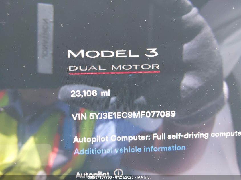 2021 TESLA MODEL 3 - 5YJ3E1EC9MF077089
