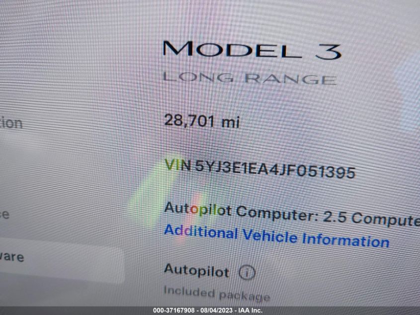 2018 TESLA MODEL 3 - 5YJ3E1EA4JF051395