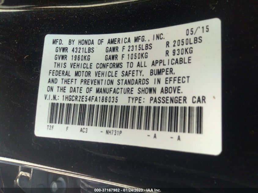 2015 HONDA ACCORD SEDAN SPORT - 1HGCR2E54FA186035