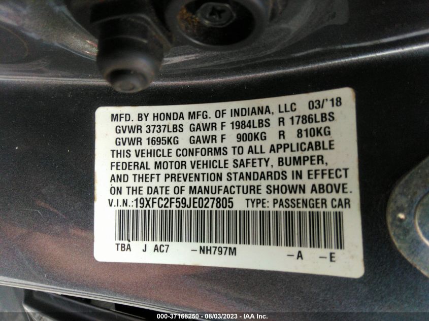 2018 HONDA CIVIC SEDAN LX - 19XFC2F59JE027805