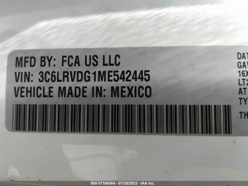 2021 RAM PROMASTER 2500 HIGH ROOF 159" WB 3C6LRVDG1ME542445