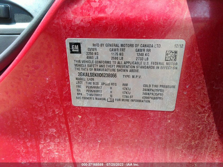 2013 GMC TERRAIN SLE - 2GKALSEK8D6238066