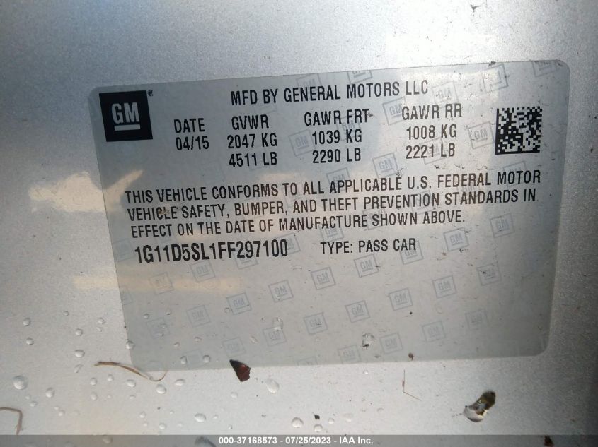 2015 CHEVROLET MALIBU LT - 1G11D5SL1FF297100
