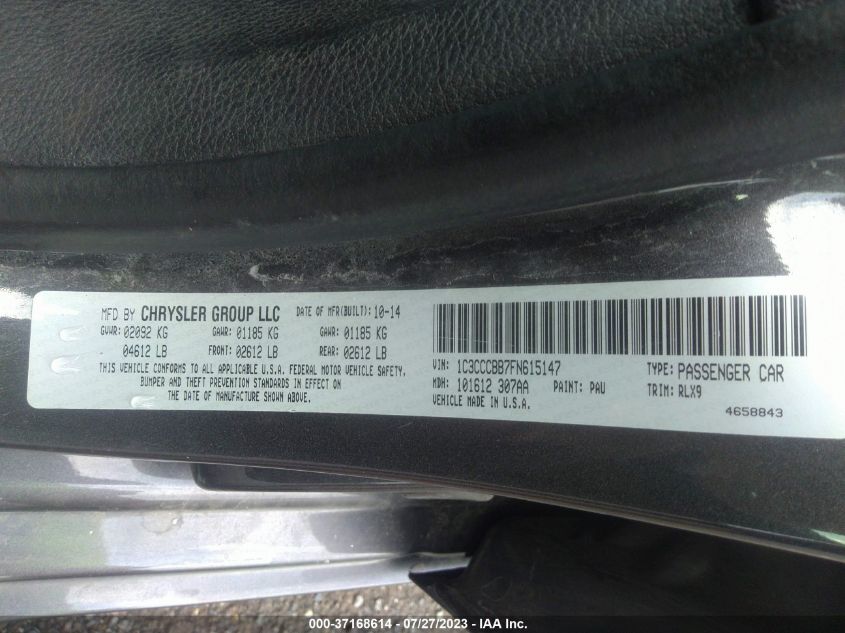 2015 CHRYSLER 200 S - 1C3CCCBB7FN615147