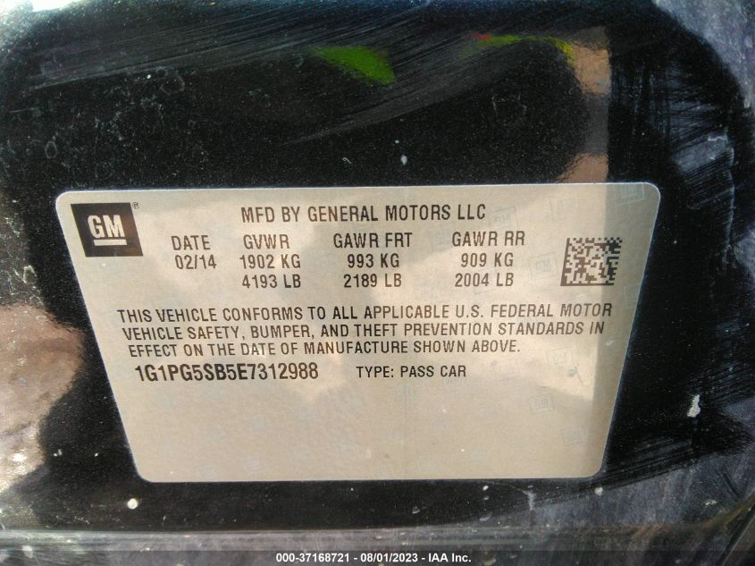 2014 CHEVROLET CRUZE LTZ - 1G1PG5SB5E7312988