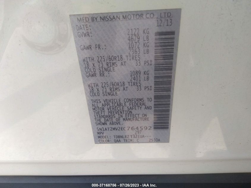 2014 NISSAN ROGUE SL - 5N1AT2MV2EC764592