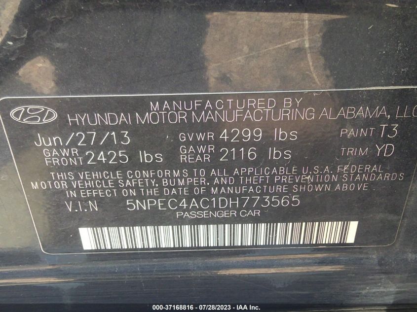 2013 HYUNDAI SONATA LIMITED - 5NPEC4AC1DH773565