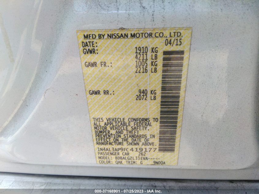 2015 NISSAN ALTIMA 2.5 - 1N4AL3AP9FC419177