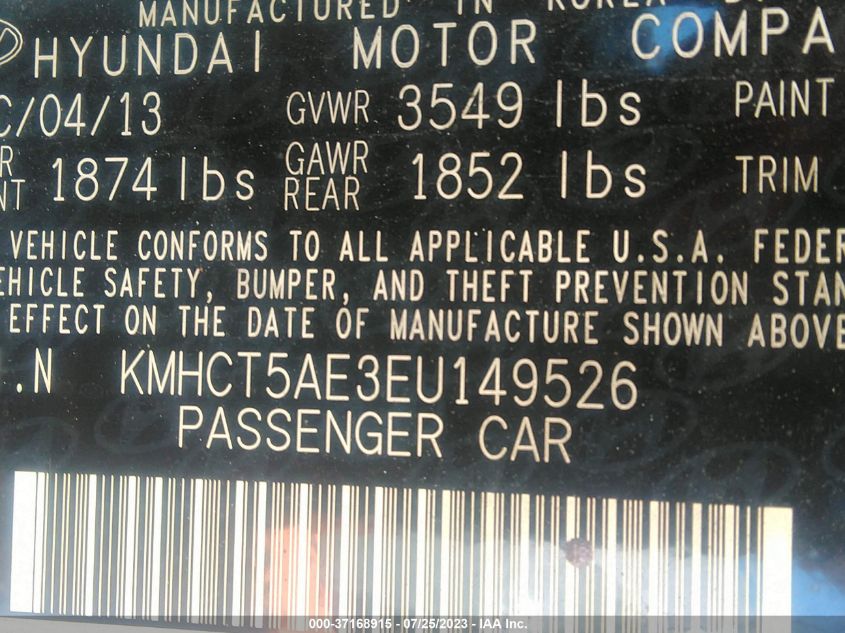 2014 HYUNDAI ACCENT GS - KMHCT5AE3EU149526