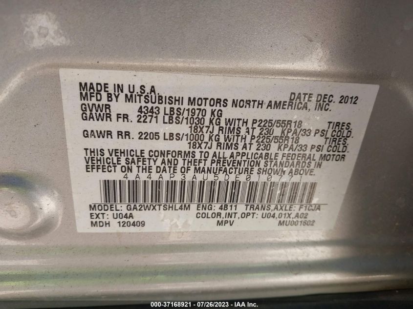 2013 MITSUBISHI OUTLANDER SPORT ES - 4A4AP3AU5DE010771