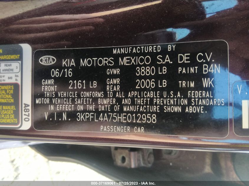 2017 KIA FORTE LX - 3KPFL4A75HE012958
