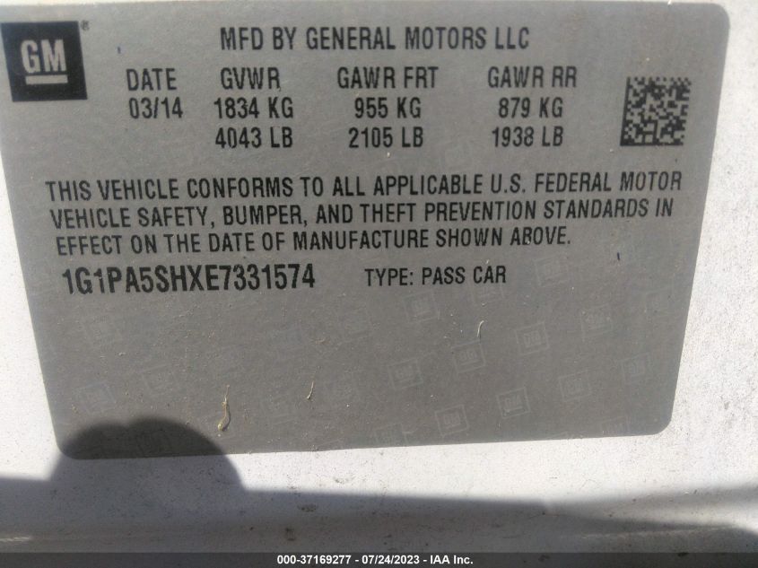 2014 CHEVROLET CRUZE LS - 1G1PA5SHXE7331574