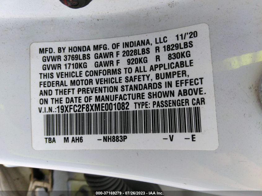 2021 HONDA CIVIC SEDAN SPORT - 19XFC2F8XME001082