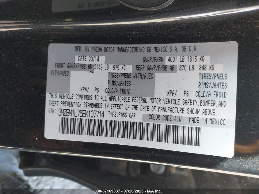 2014 MAZDA MAZDA3 I TOURING - 3MZBM1L76EM107714