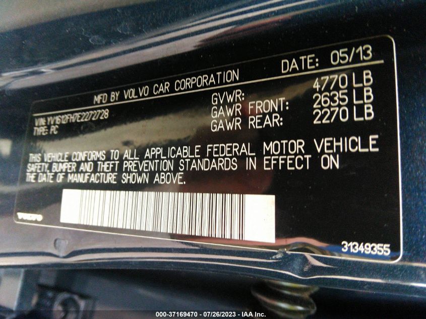 2014 VOLVO S60 T5 - YV1612FH7E2272728
