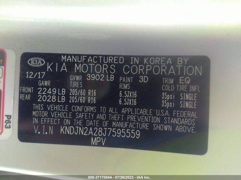 2018 KIA SOUL BASE - KNDJN2A28J7595559