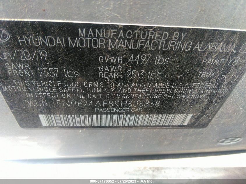 2019 HYUNDAI SONATA SE - 5NPE24AF8KH808838