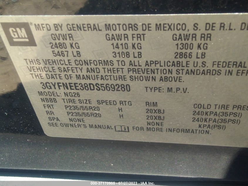 2013 CADILLAC SRX PREMIUM COLLECTION - 3GYFNEE38DS569280