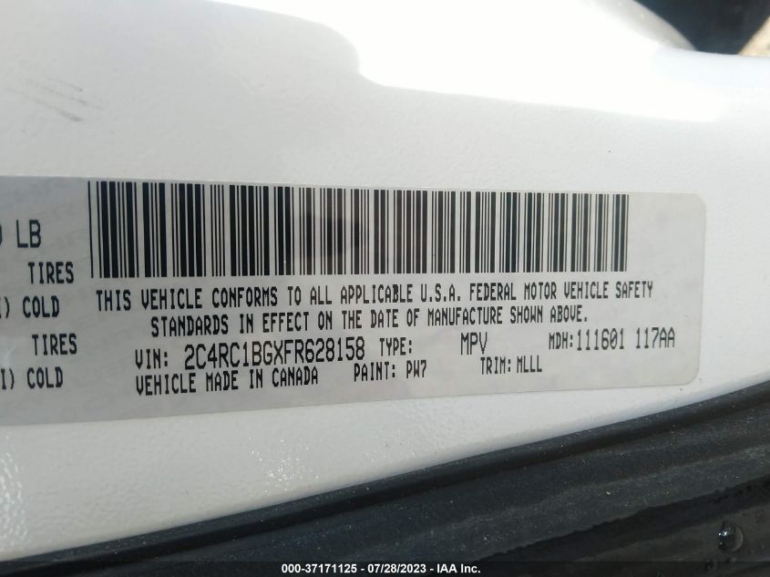 2015 CHRYSLER TOWN & COUNTRY TOURING - 2C4RC1BGXFR628158