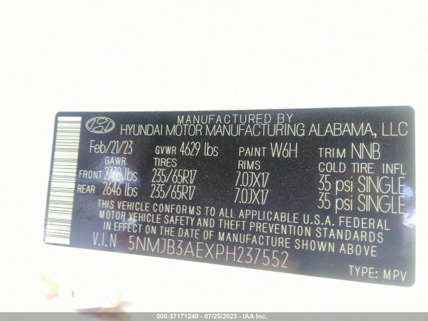 2023 HYUNDAI TUCSON SEL - 5NMJB3AEXPH237552
