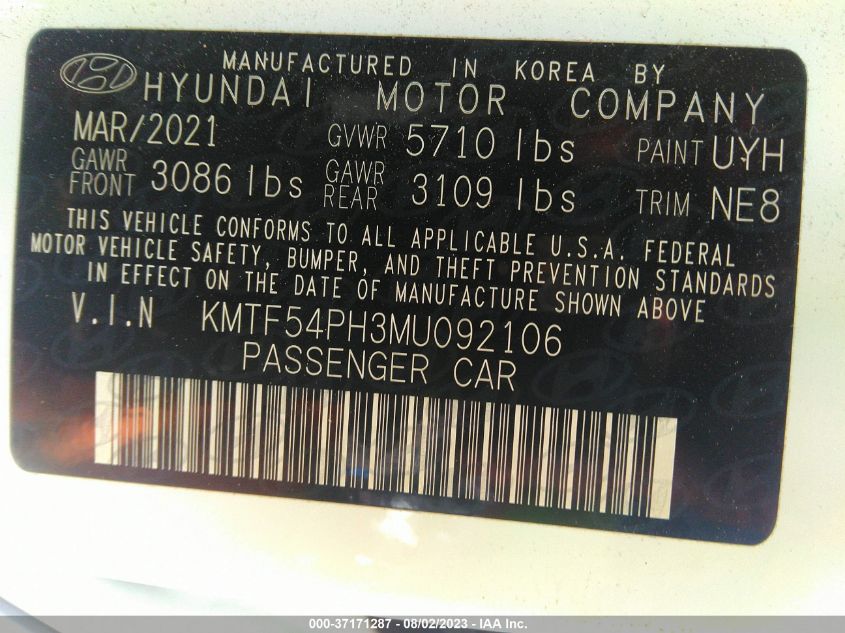VIN KMTF54PH3MU092106 2021 GENESIS G90 5.0L ULTIMATE