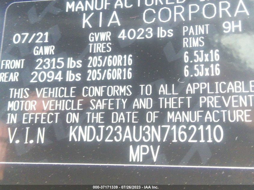 2022 KIA SOUL LX - KNDJ23AU3N7162110