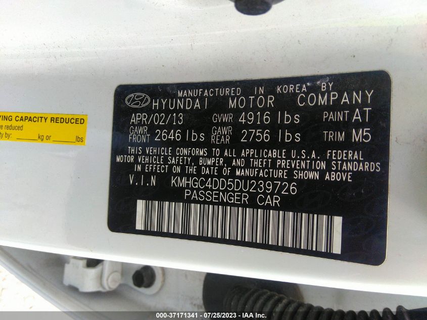 2013 HYUNDAI GENESIS 3.8L - KMHGC4DD5DU239726