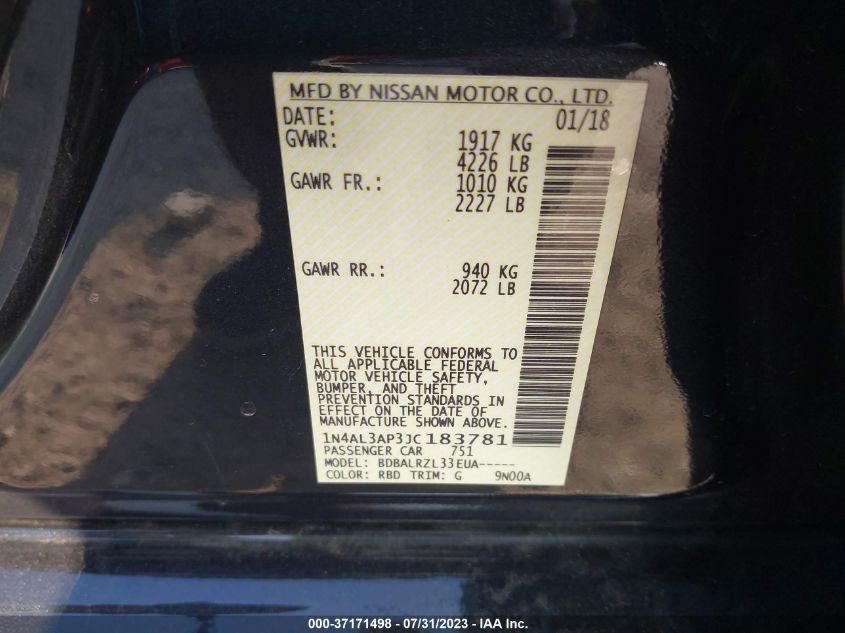 2018 NISSAN ALTIMA 2.5 SL - 1N4AL3AP3JC183781