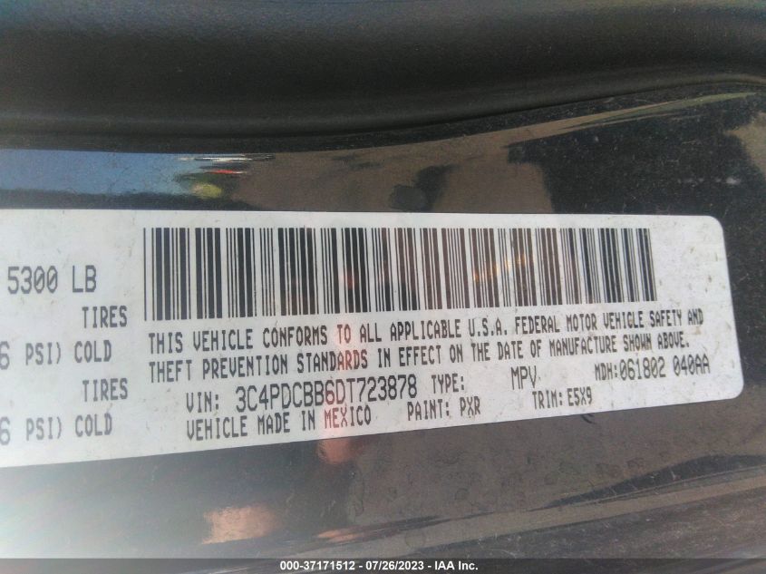 2013 DODGE JOURNEY SXT - 3C4PDCBB6DT723878