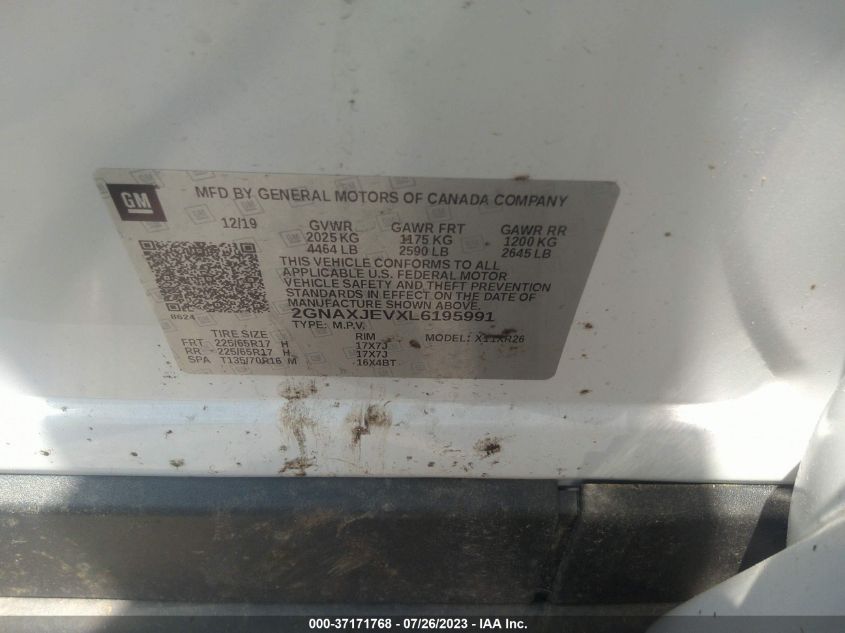 2020 CHEVROLET EQUINOX LT - 2GNAXJEVXL6195991
