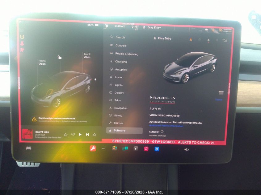 2021 TESLA MODEL 3 - 5YJ3E1EC3MF000959