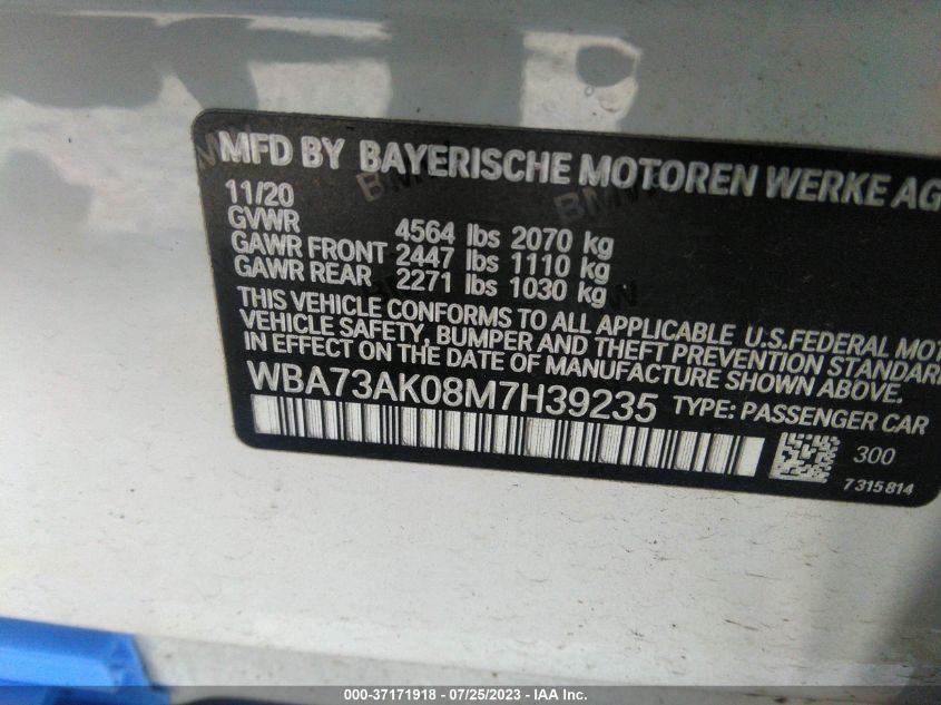 2021 BMW 2 SERIES 228I XDRIVE - WBA73AK08M7H39235