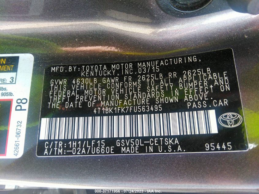 2015 TOYOTA CAMRY XSE/XLE - 4T1BK1FK7FU563495