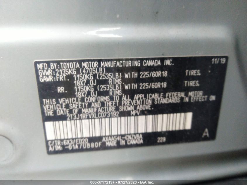 2020 TOYOTA RAV4 ADVENTURE/TRD OFF ROAD - 2T3J1RFVXLC073192