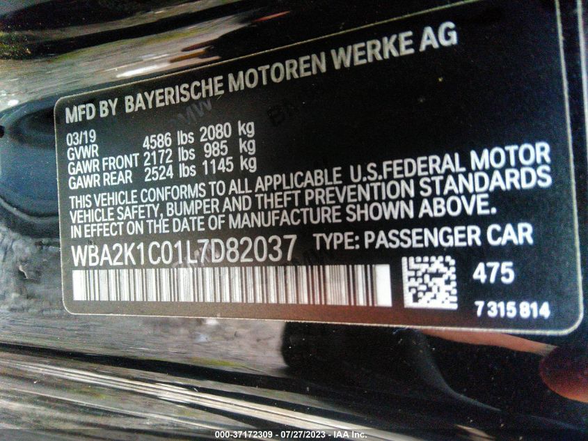 2020 BMW 2 SERIES 230I XDRIVE - WBA2K1C01L7D82037